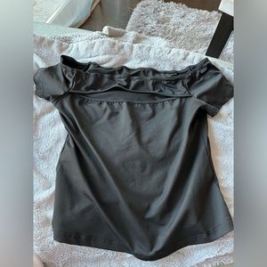 Shein black cold shoulder cutout medium cropped top